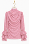 Rose MAYA polka chiffon blouse on hanger, front view with draped neckline