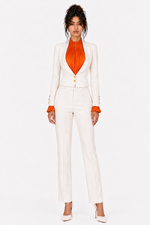 Aura Women’s Ivory Three-Piece Tailored Suit