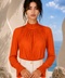 Aura Orange Gathered Blouse