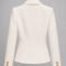 Back view of AURA ivory cropped tailored jacket featuring sculpted waist seams and three gold cuff buttons on each sleeve by Modella