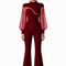 Full length view of EVE burgundy jumpsuit by Modella designed for modern modest eveningwear