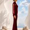 Side view of EVE burgundy jumpsuit by Modella showcasing fluid drape and tailored fit