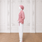 MAYA Rose modest blouse and white trouser set with layered ruffle sleeves and statement belt, side view by Modella