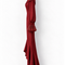 Side view of the VERA burgundy high-low jumpsuit by Modella featuring a fitted waist, sheer high-neck yoke, flared tulle cuffs and dramatic layered high-low legs